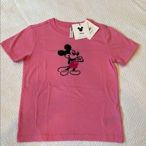 Janie and Jack Pink Short Sleeve Tee with Mickey Mouse Design
